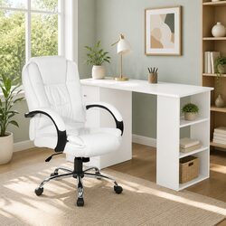 Executive Workspace White Desk and Chair Set 120cm
