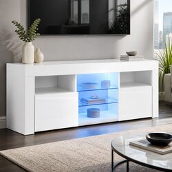 Modern LED Entertainment Unit TV Cabinet 160cm White