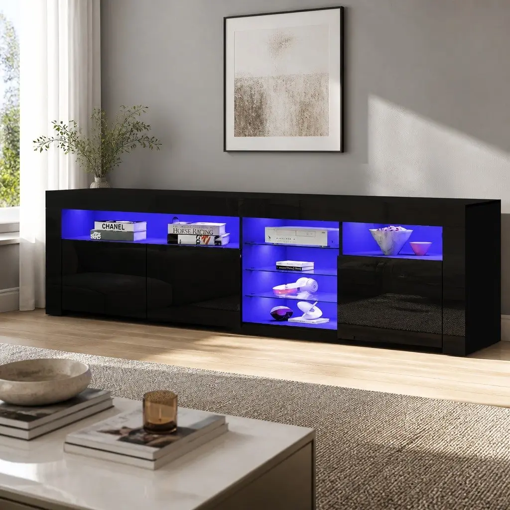180cm Black LED Entertainment Cabinet