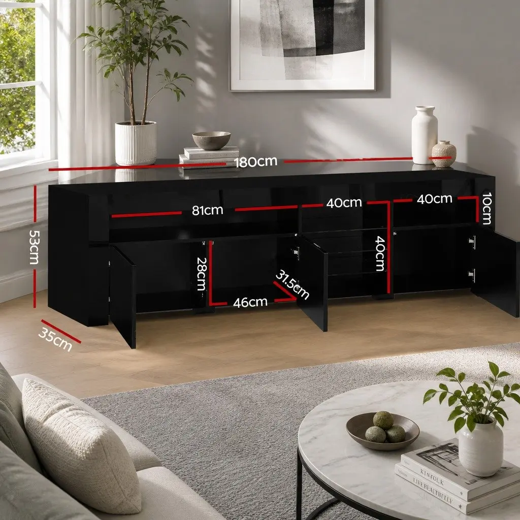 180cm Black LED Entertainment Cabinet