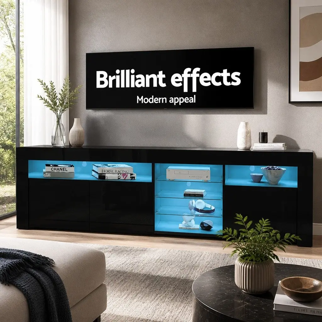 180cm Black LED Entertainment Cabinet