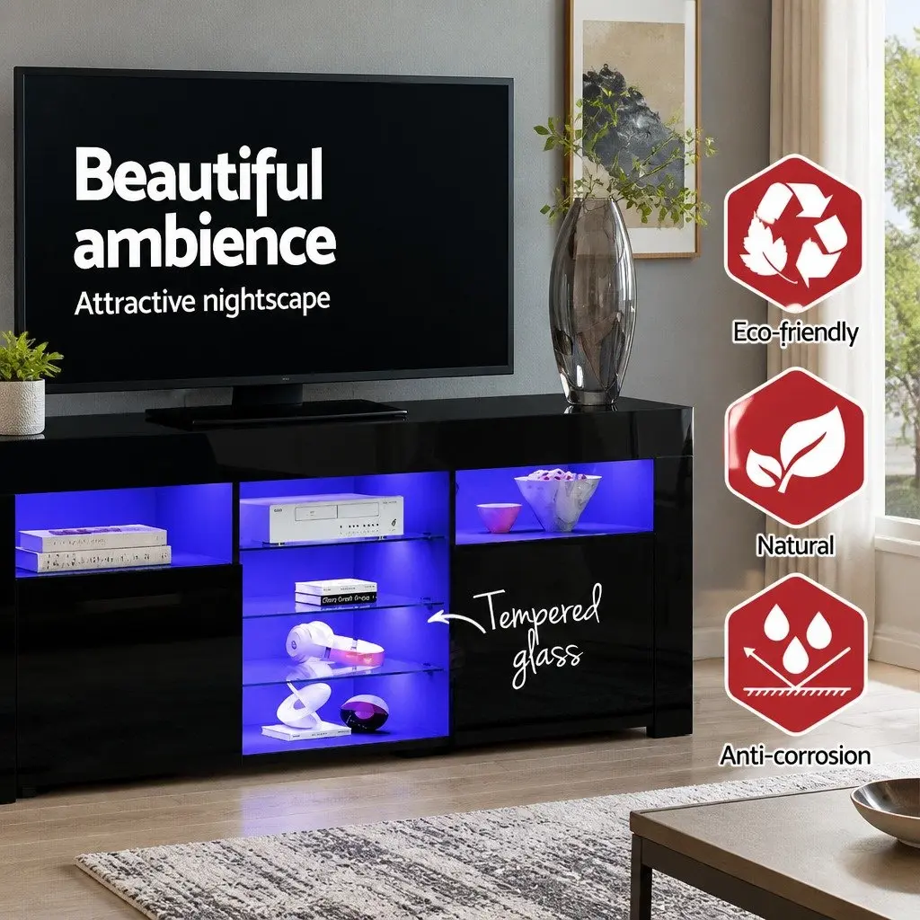 180cm Black LED Entertainment Cabinet