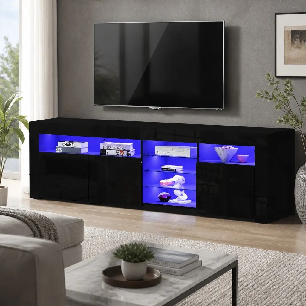 180cm Black LED Entertainment Cabinet