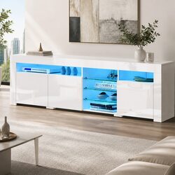 White LED Entertainment Unit 180cm for Modern Living Rooms
