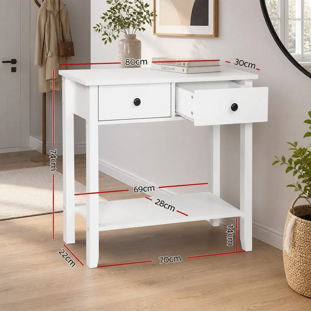 White Console Table with 2 Drawers
