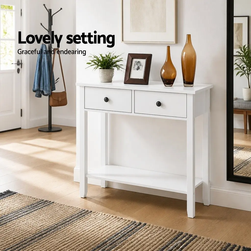 White Console Table with 2 Drawers