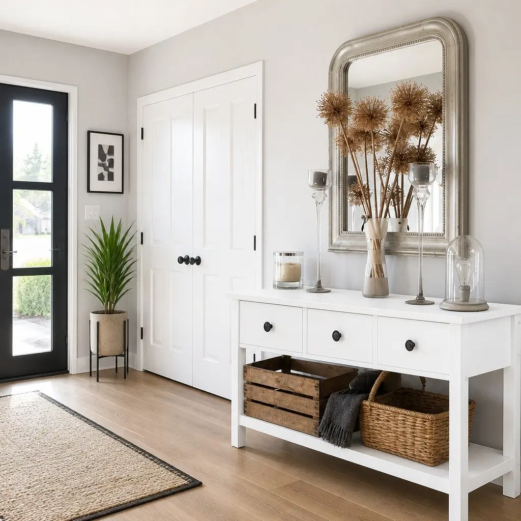 Console Table White 100CM E1 MDF 3 Drawers Storage Furniture