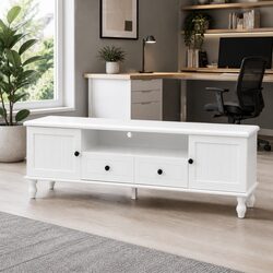 White Modern TV Entertainment Unit 160cm with Storage