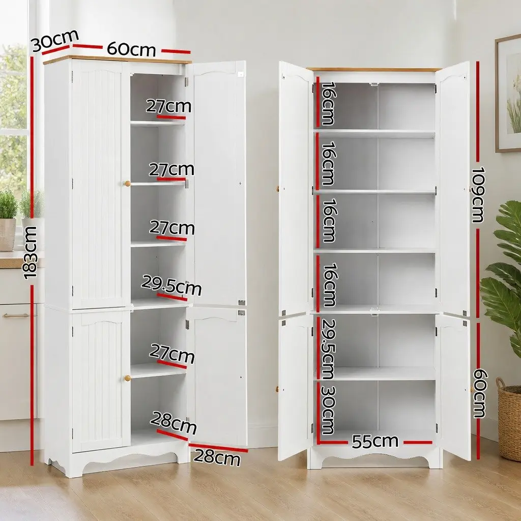 Buffet Sideboard Pantry Cabinet White 6-Tiers Storage Shelves E1 MDF Board