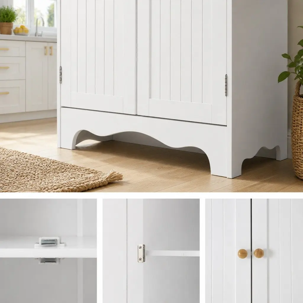 Buffet Sideboard Pantry Cabinet White 6-Tiers Storage Shelves E1 MDF Board