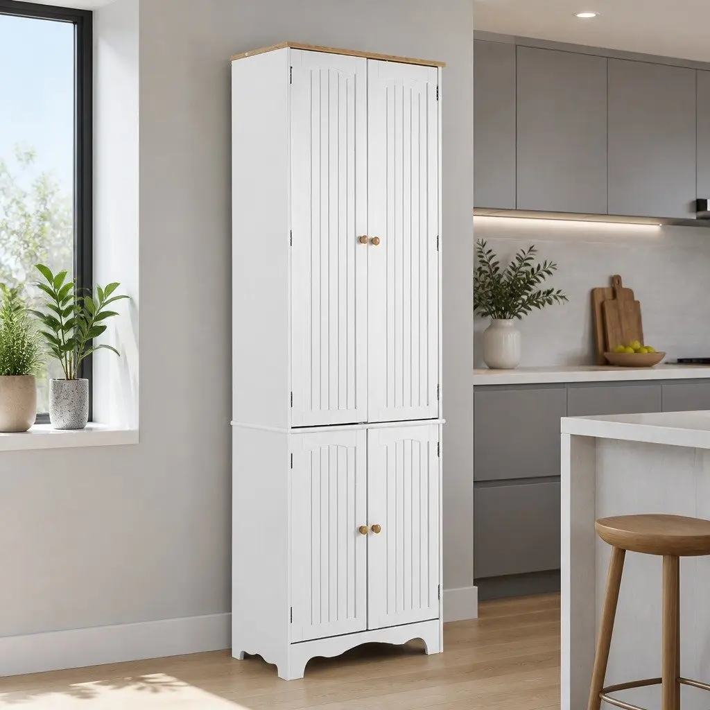 White Tall Storage Cupboard for Kitchen and Dining