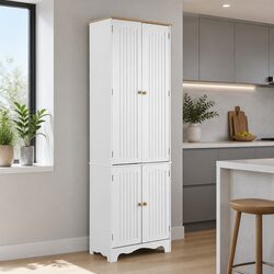 White Tall Storage Cupboard for Kitchen and Dining