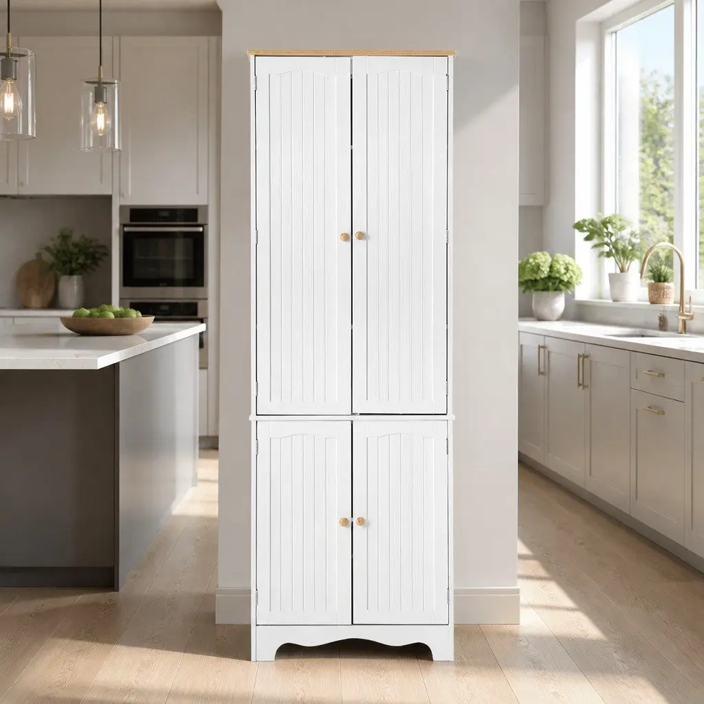 White Tall Storage Cupboard for Kitchen and Dining