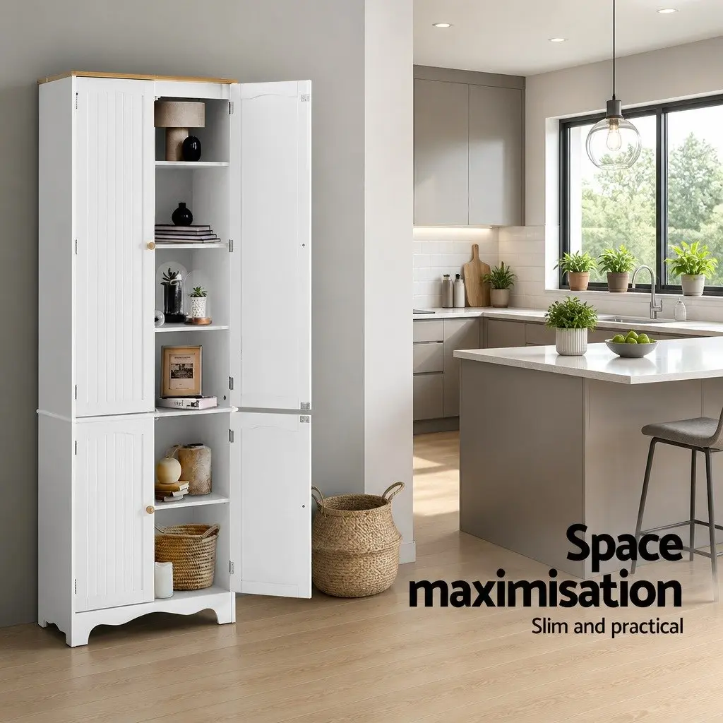 White Tall Storage Cupboard for Kitchen and Dining