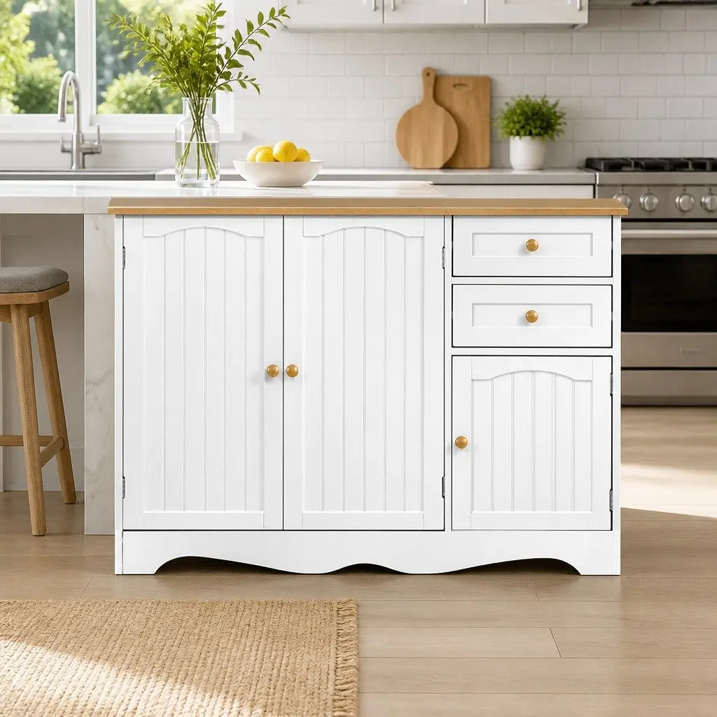 White Sideboard 3 Doors Storage Cabinet Dining Room Buffet Furniture Drawers