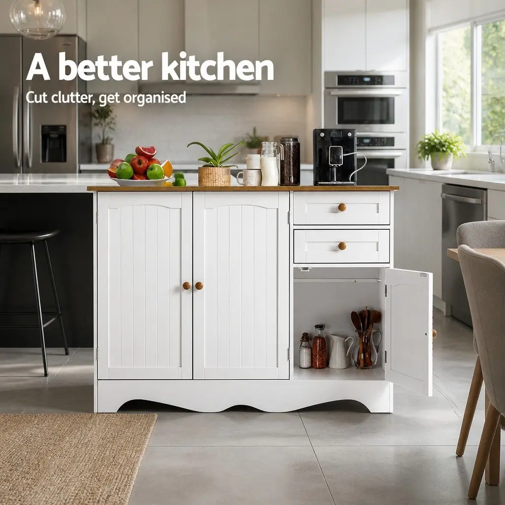 White Sideboard 3 Doors Storage Cabinet Dining Room Buffet Furniture Drawers