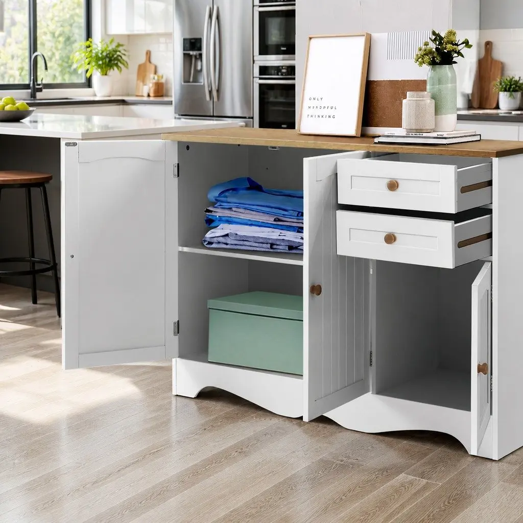 White Sideboard 3 Doors Storage Cabinet Dining Room Buffet Furniture Drawers