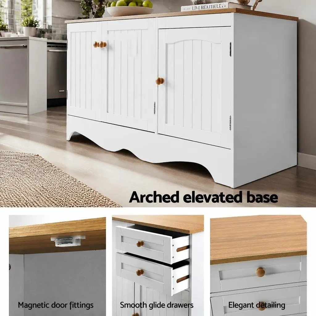 White Sideboard 3 Doors Storage Cabinet Dining Room Buffet Furniture Drawers