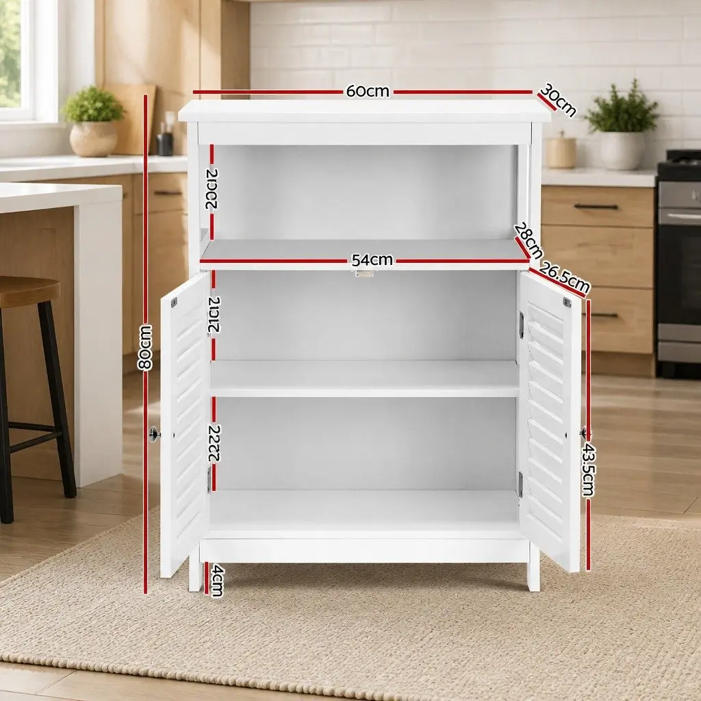 Buffet Sideboard White Louvred Cupboard 60cm E1 MDF Particle Board