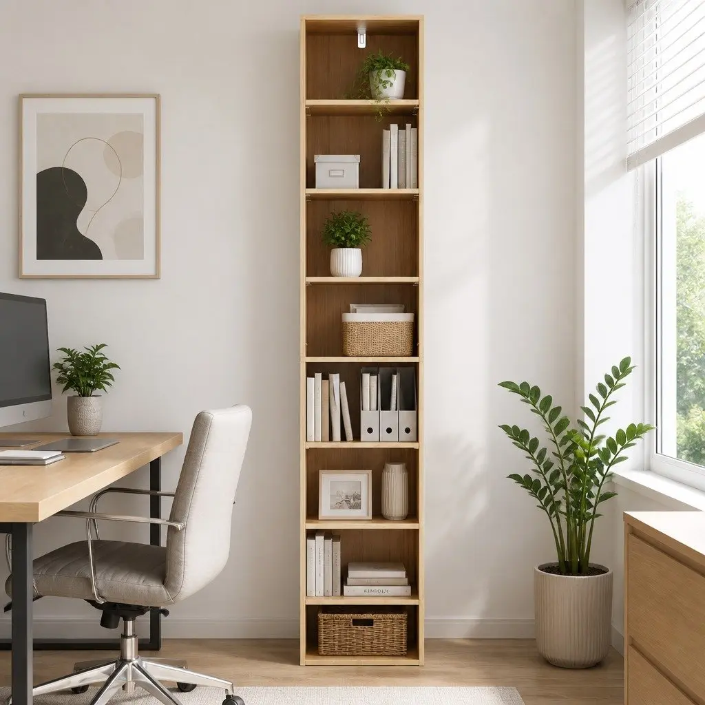 8-Tier Bookshelf Storage Shelving Unit Pine 33cm W x 30cm D x 180cm H Particle Board Melamine