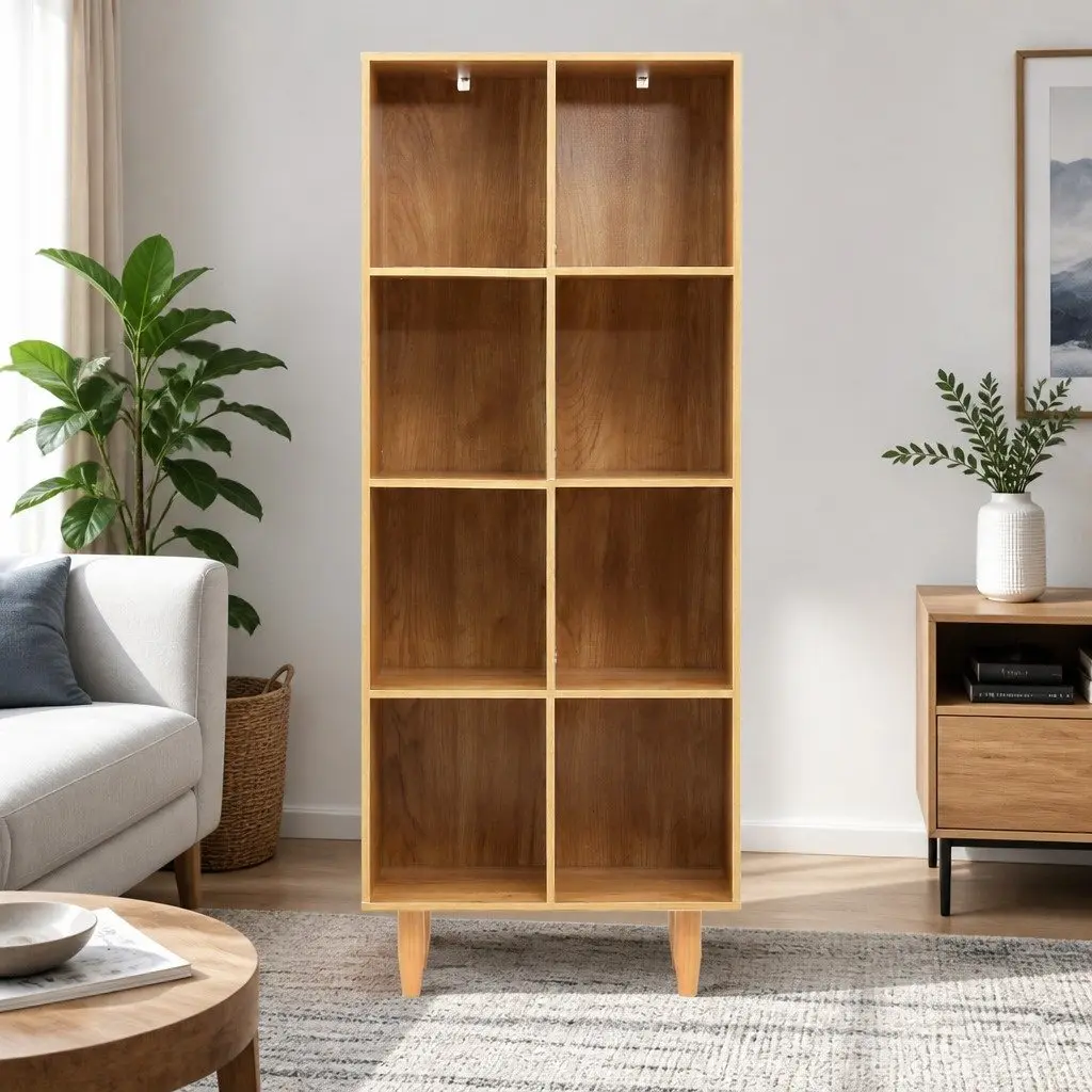 4 Tier Bookshelf Pine Particle Board Storage Display Shelving Unit Living Room