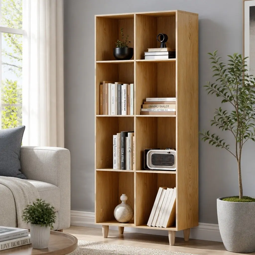 4 Tier Bookshelf Pine Particle Board Storage Display Shelving Unit