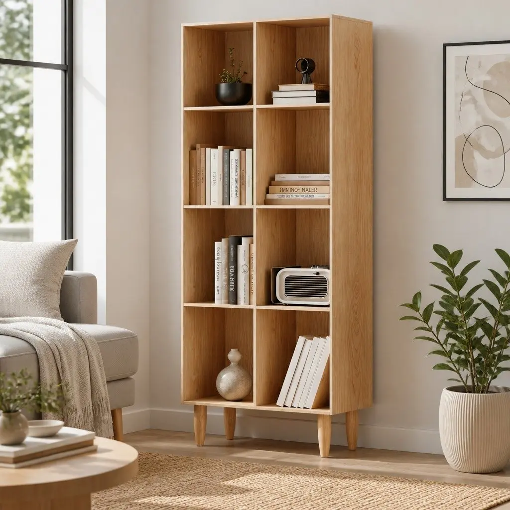 4 Tier Bookshelf Pine Particle Board Storage Display Shelving Unit