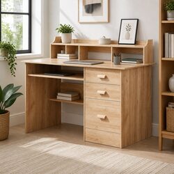 Charming Computer Desk with Shelves and Drawers
