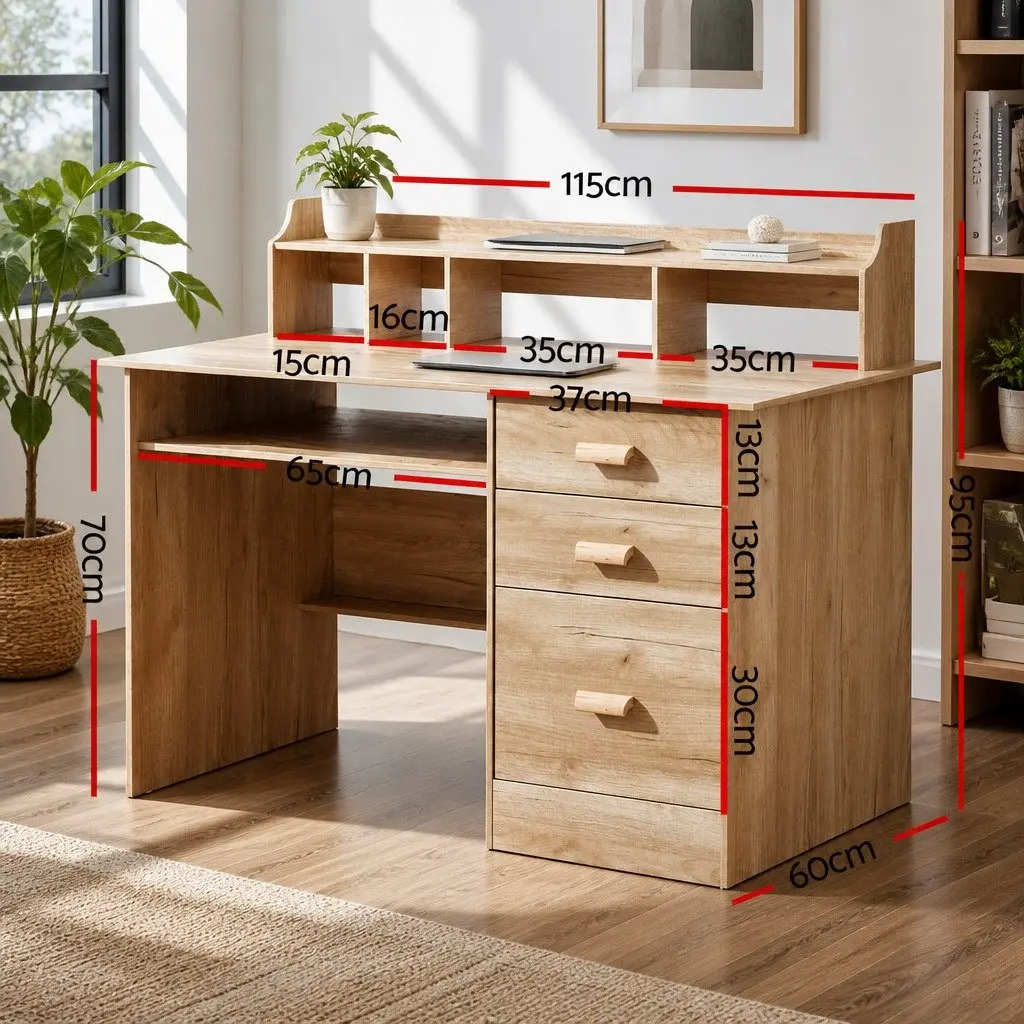 Computer Desk Office Study Table with Shelves Drawers Storage Home Workstation