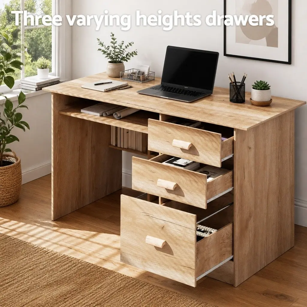 Computer Desk Office Study Table with Shelves Drawers Storage Home Workstation