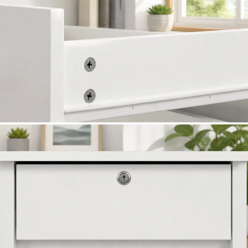 White Computer Desk with Storage Drawer and Bookshelf