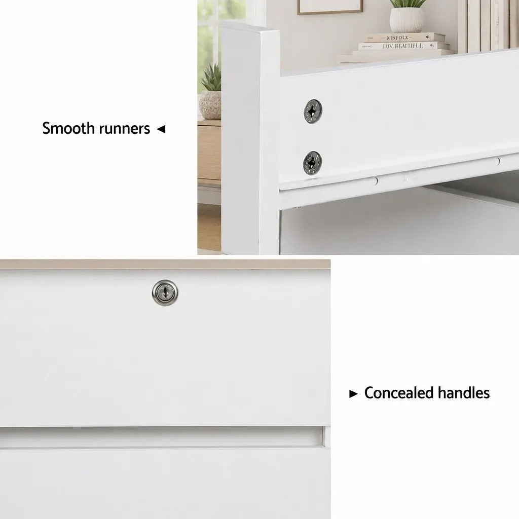 White Computer Desk with Storage Drawer and Bookshelf