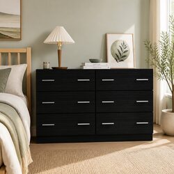 6 Drawer Chest in Black for Bedroom Storage
