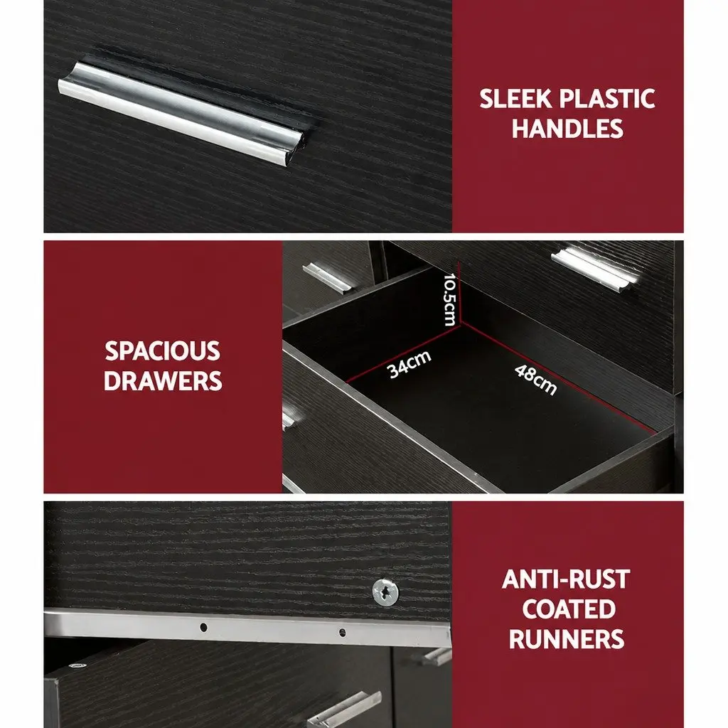 6 Drawer Chest in Black for Bedroom Storage