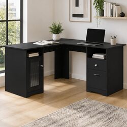 L-Shaped Computer Desk with Storage for Home Office
