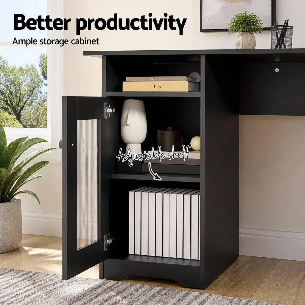 L-Shaped Computer Desk with Storage for Home Office