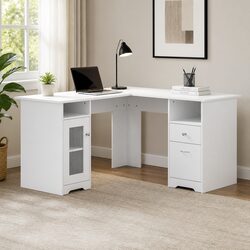 Inviting L-Shape Computer Desk with Storage Solutions