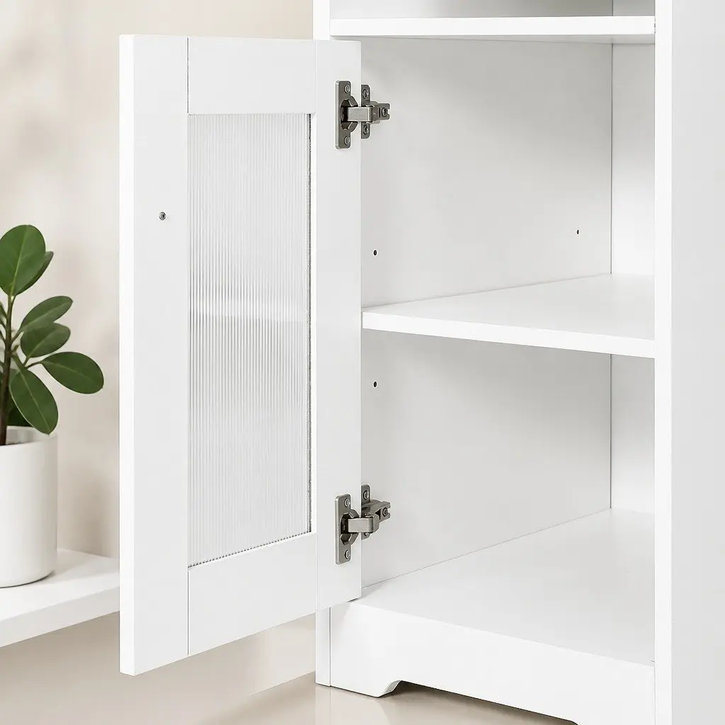 L-Shape Computer Desk with Storage Cabinet Drawers Shelves Home Office