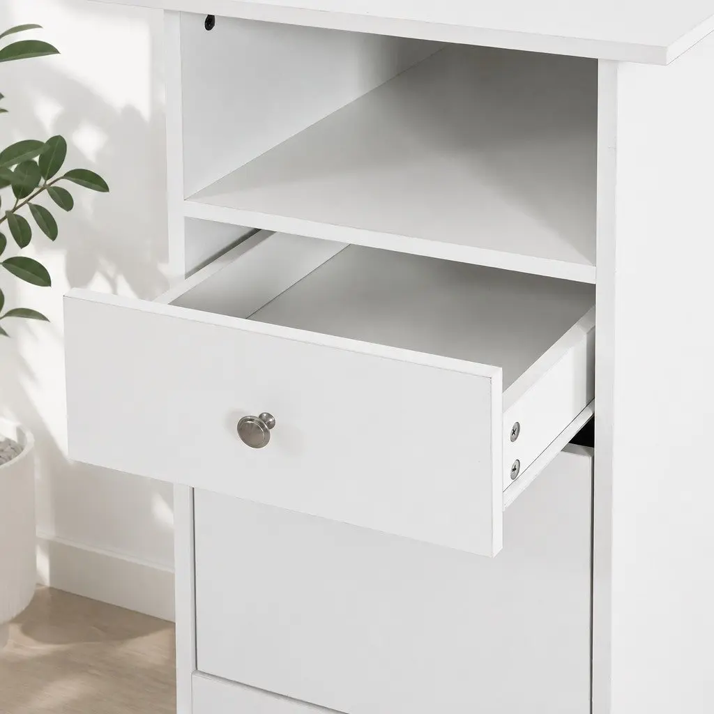 L-Shape Computer Desk with Storage Cabinet Drawers Shelves Home Office