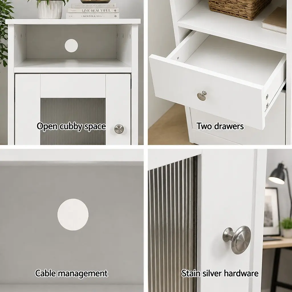 L-Shape Computer Desk with Storage Cabinet Drawers Shelves Home Office