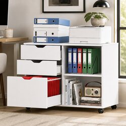 Mobile 3 Drawer Filing Cabinet for Home Office White