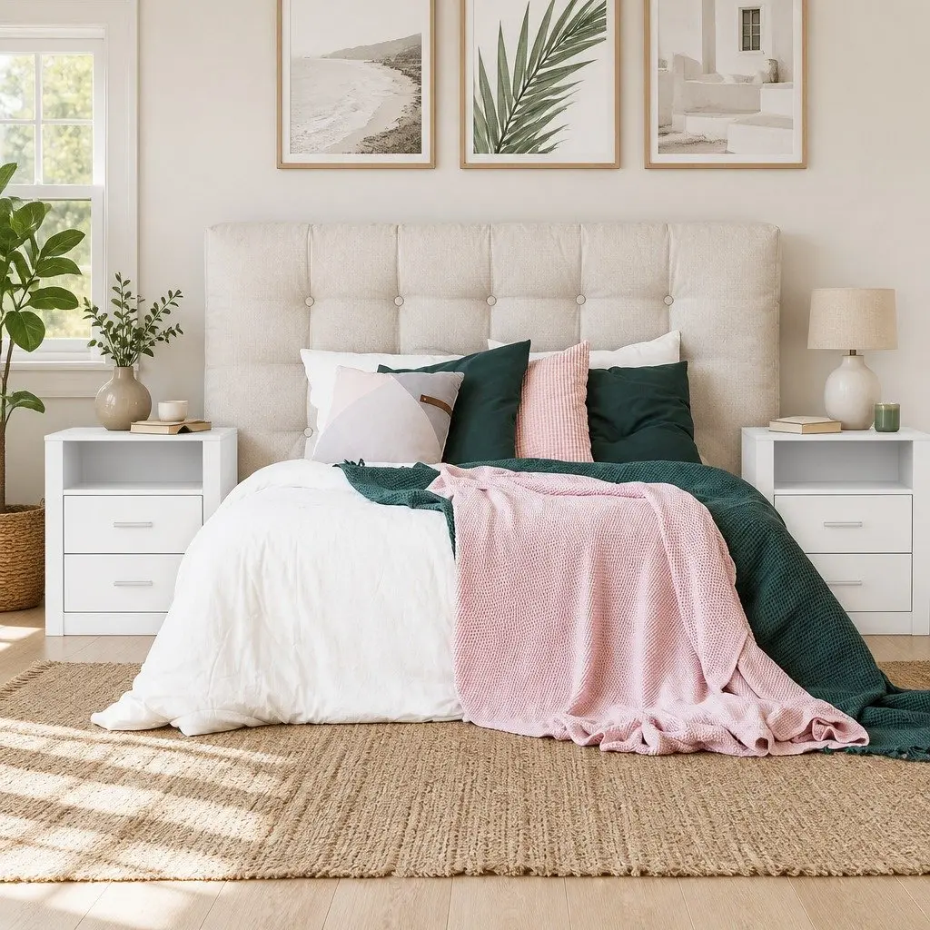 White Bedside Table with Two Drawers