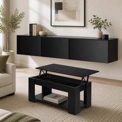 Elegant Black TV Unit & Coffee Table Set