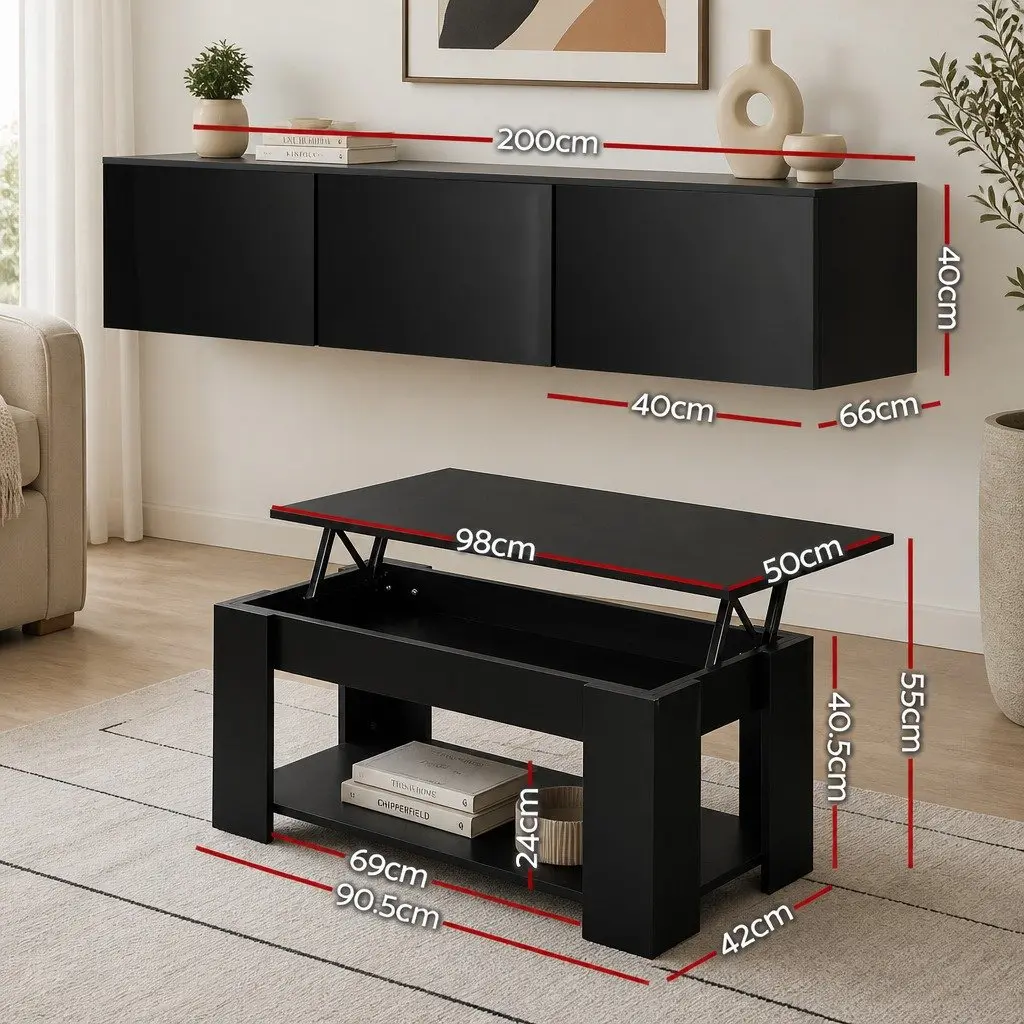 Black TV Unit & Coffee Table Set