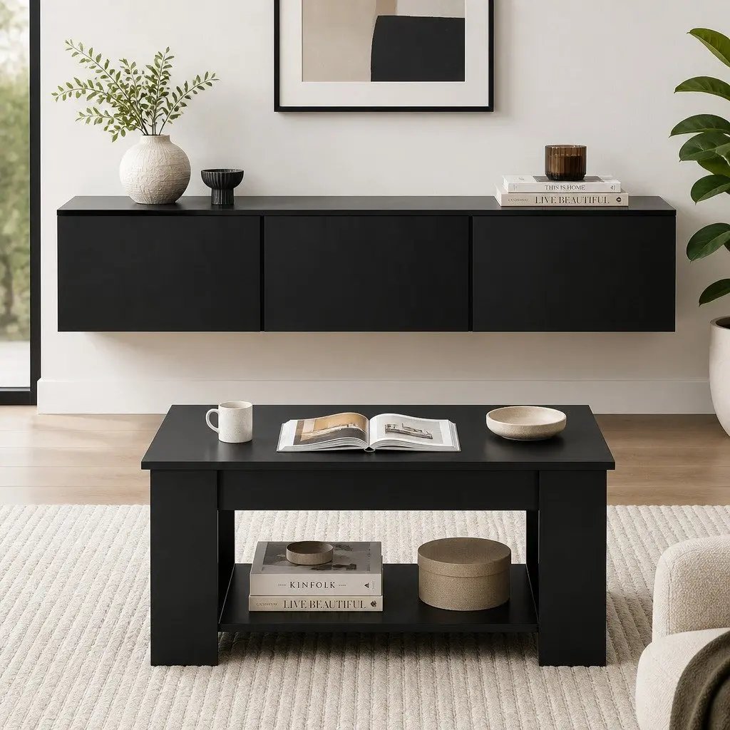 Black TV Unit & Coffee Table Set