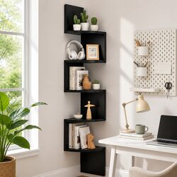 5-Tier Corner Floating Wall Shelf for Stylish Storage