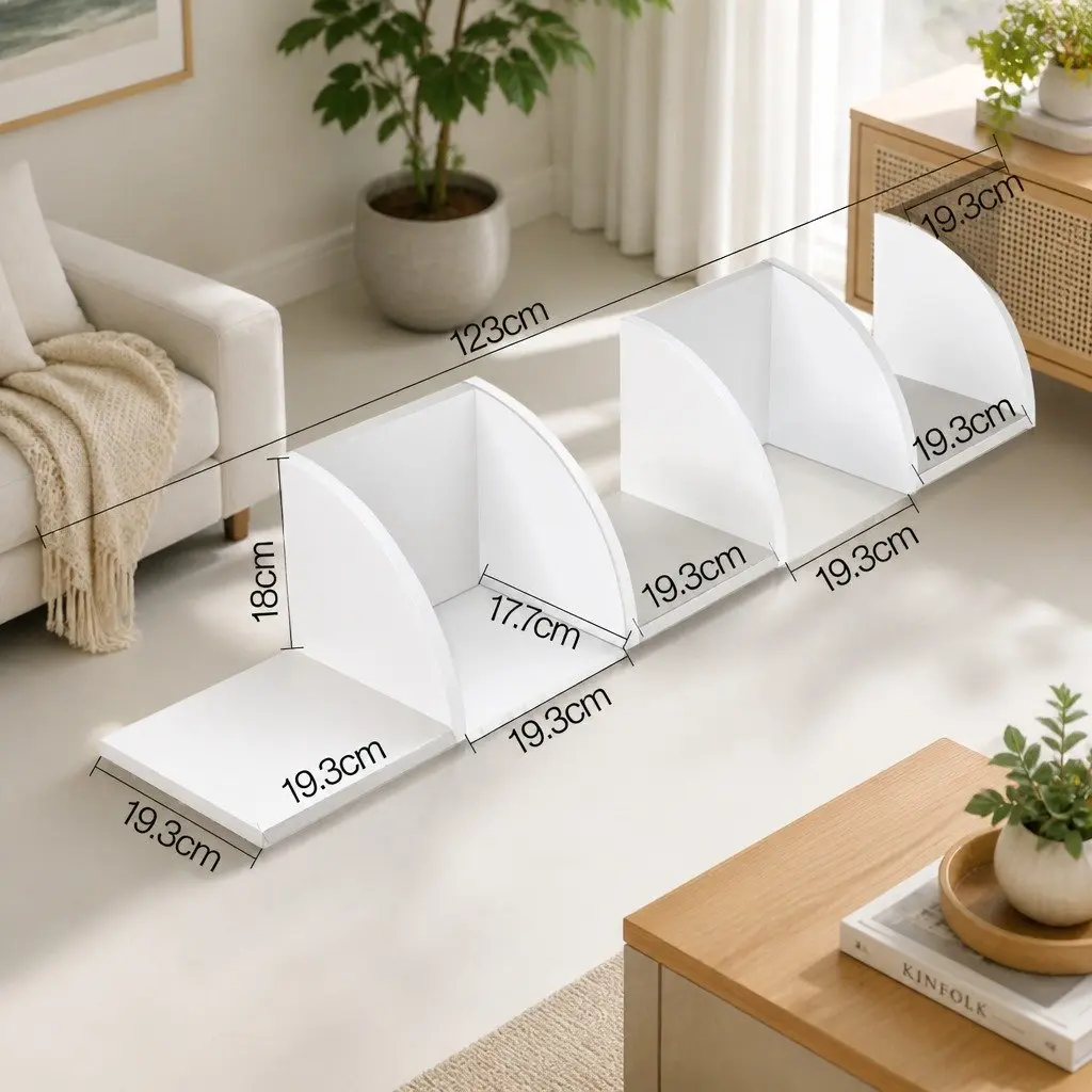 Wall Corner Floating Shelf 5-Tier White Particle Board Storage Display Unit