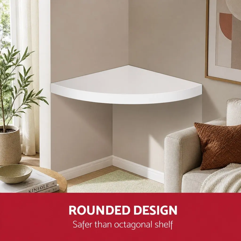 Wall Corner Floating Shelf 5-Tier White Particle Board Storage Display Unit