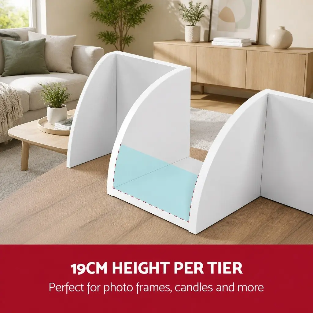 Wall Corner Floating Shelf 5-Tier White Particle Board Storage Display Unit