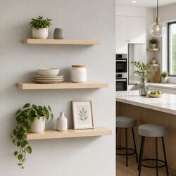 Oak Floating Wall Shelf Set of 3 for Stylish Display